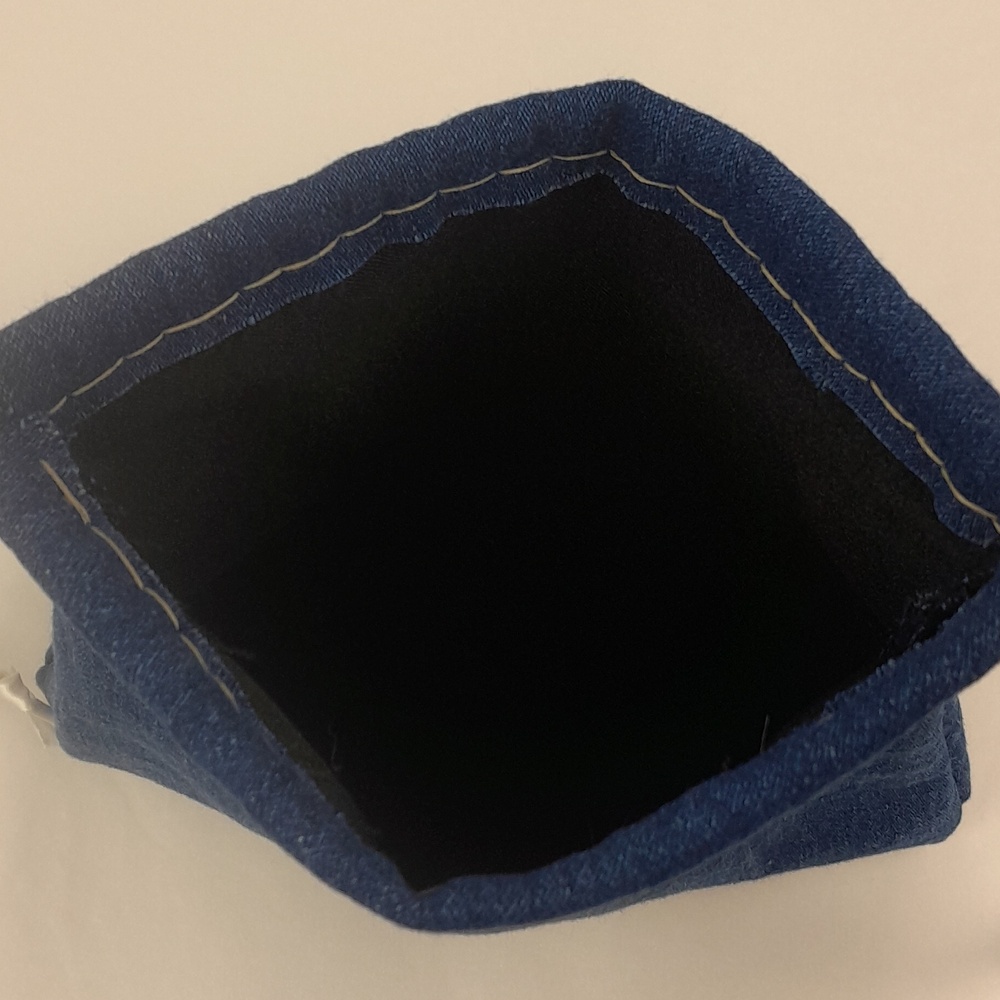 2 Handcrafted Stretchy Jean Ribbon Drawstring Matching Bags - Picture 6 of 10